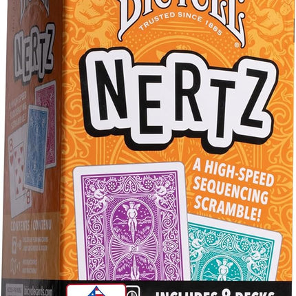 Bicycle Nertz Card Game (Solitaire) , 8 Decks of Jumbo Index Playing Cards, Fast-Paced Multiplayer Family Card Game for Kids and Adults, Classic Bicycle Cards, Up to 8 Players