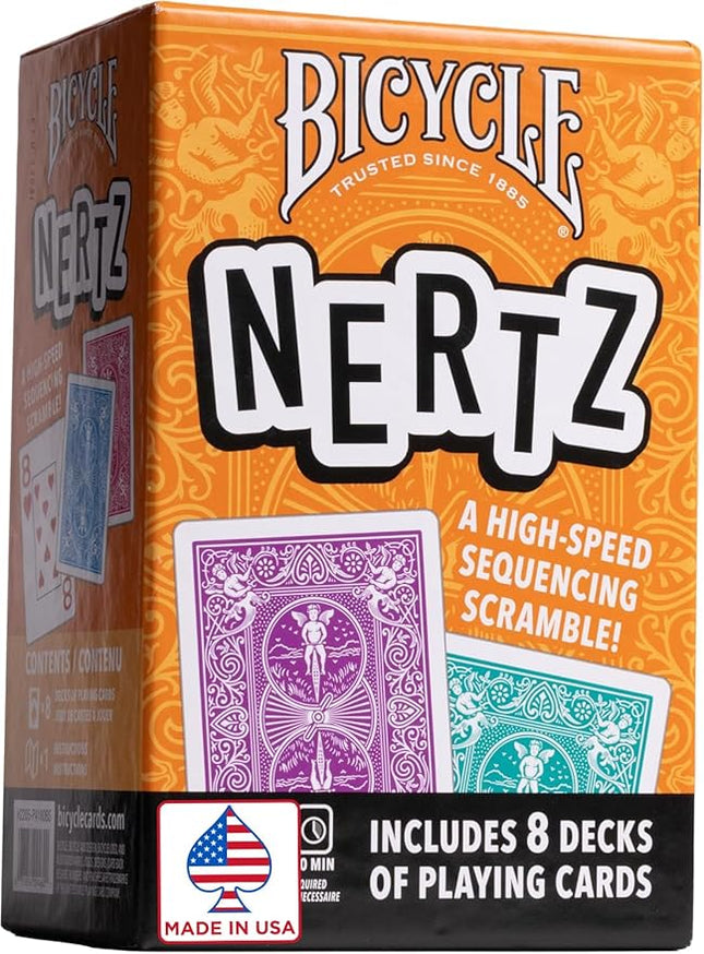 Bicycle Nertz Card Game (Solitaire) , 8 Decks of Jumbo Index Playing Cards, Fast-Paced Multiplayer Family Card Game for Kids and Adults, Classic Bicycle Cards, Up to 8 Players