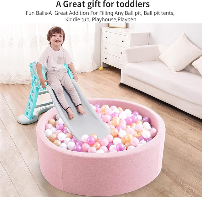 Ball Pit Balls Pack of 100 200 500 - Star and Round Set BPA Free Phthalate Free Non-Toxic Crush Proof Play Balls Soft Plastic Balls for Toddlers Baby Kids Birthday Pool Tent Party