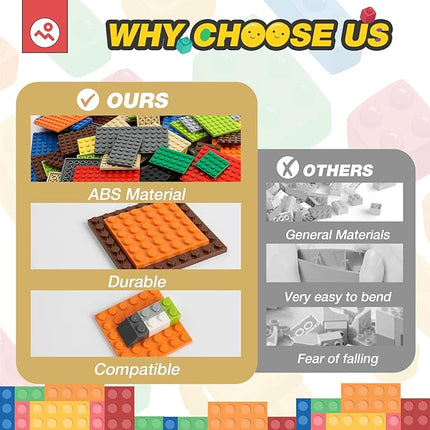 150 Pieces Classic Building Baseplate, 12 Sizes Small Base Plates, Compatible with All Major Brands Building Blocks, 12 Colors