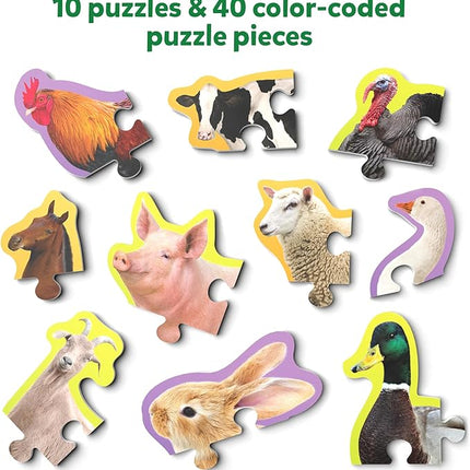 Skillmatics Step by Step Puzzles - 40 Piece Jigsaw & Toddler Puzzle, Montessori Educational Toy for Boys & Girls, Farm Animals, Travel Friendly, Gifts for Kids Ages 3, 4, 5 and Up