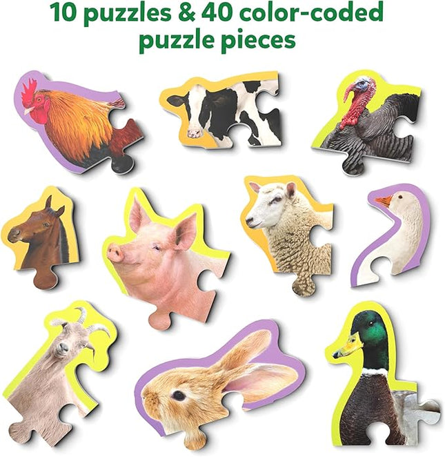 Skillmatics Step by Step Puzzles - 40 Piece Jigsaw & Toddler Puzzle, Montessori Educational Toy for Boys & Girls, Farm Animals, Travel Friendly, Gifts for Kids Ages 3, 4, 5 and Up