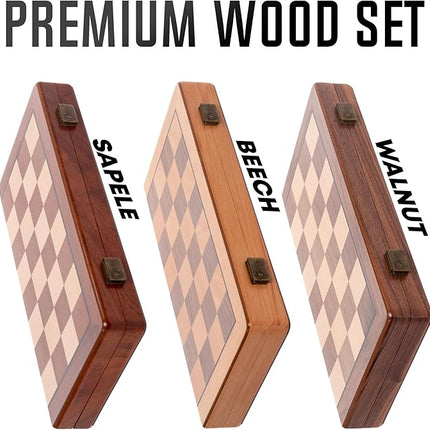 Chess Armory 15 inch Chess Set Magnetic - Premium Wooden Board Game with a Portable Wood Case and Secure Storage for Pieces, Set for Kids and Adults (Walnut Wood)