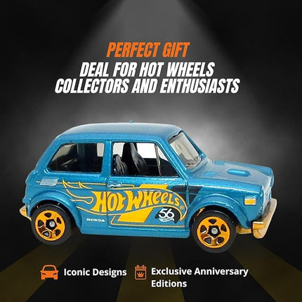 Worldwide Nutrition Bundle Compatible with Hotwheels 56th Pearl and Chrome 2024 Die-Cast - Custom '70 Honda N600 - Exclusive Anniversary Edition with Turquoise and Copper-Color Theme
