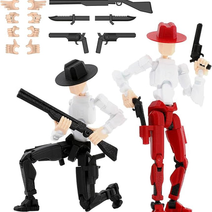 Titan 13 Action Figure, Cowboy Already Assembled Dummy 13 Action Figures for Boys, 2-Pack 5.4 inches T Lucky 13 Action Figure, Figura de acción t13, Black & Red