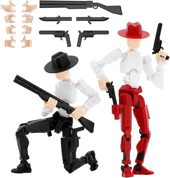 Titan 13 Action Figure, Cowboy Already Assembled Dummy 13 Action Figures for Boys, 2-Pack 5.4 inches T Lucky 13 Action Figure, Figura de acción t13, Black & Red