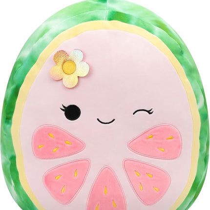 Squishmallows Original 16-Inch Lena Pink Guava Fruit with Flower - Official Jazwares Large Plush