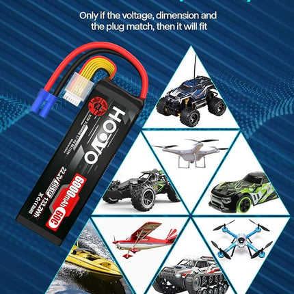 HOOVO 22.2V 6000mAh 60C 6S LiPo Battery with EC5 Plug for RC Quadcopter Truck Boat Airplane Helicopter RC Vehicle