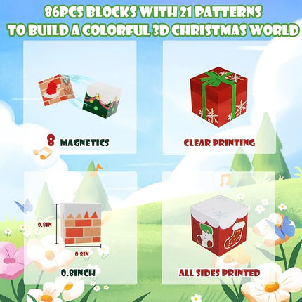 Magnetic Blocks Building Toys, Gifts for Kids Christmas 86Pcs Magnetic Building Blocks, Magnet Blocks Cubes STEM Construction Sensory Toys for Toddlers Kids 8+ Boys Girls