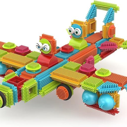 Contixo 144 pcs Bristle Shape 3D STEM Building Toys, Construction Learning Stacking Educational Block, Creativity Beyond Imagination, Inspirational, Safe & Durable, Recreational Toy for Kids Ages 3-8