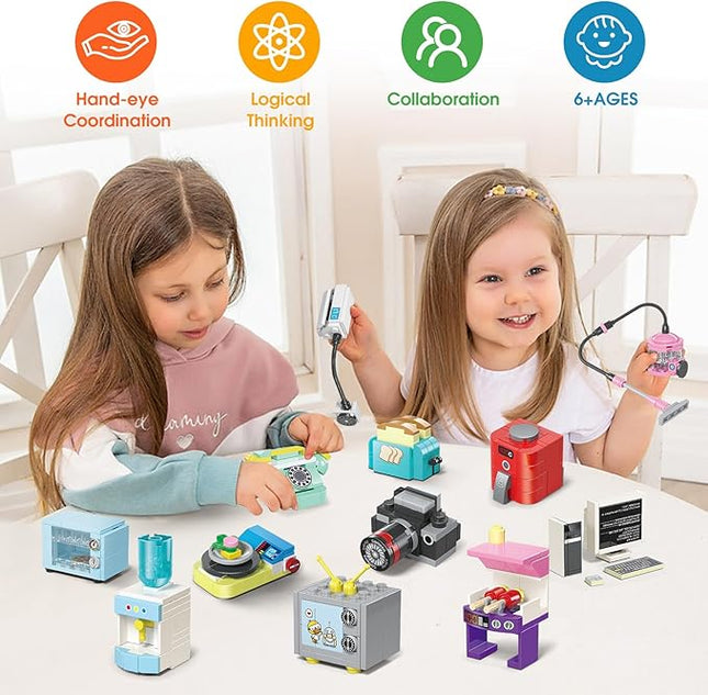 Building Toys for Girls Gift, Mini Building Blocks Appliances for Kids, STEM Building Blocks Party Favors Prizes for Birthday Christmas Easter - 12 Pack