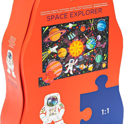 Crocodile Creek 36-Piece Jigsaw Floor Puzzle - Fun Floor Puzzles for Kids Ages 3-5 - Heavy-Duty Shaped Box for Storage - Space Explorer - 24" W x 18" H Finished