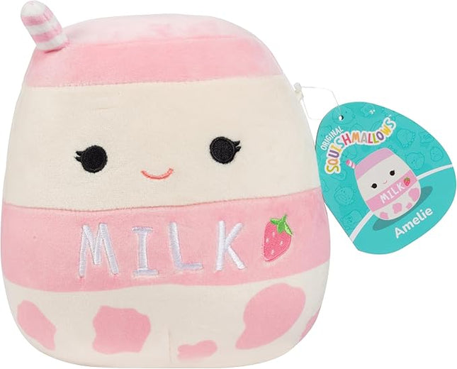 Squishmallows Original 8-Inch Amelie The Strawberry Milk - Official Jazwares Plush - Collectible Soft Squishy Food Stuffed Animal Toy - Gift for Kids, Girls & Boys