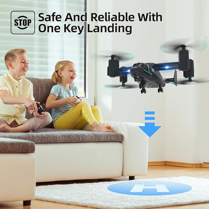 LM19-A Drone with Camera for Beginners, WiFi Live Video Remote Control Drones for Kids 8-12, Easy & Ready to Fly RC Plane, HD RC Quadcopter Gift Toy for Boys, FPV Drones for Adults, 2 Batteries