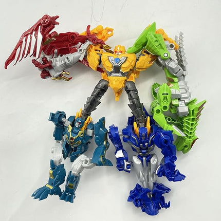 5 in 1 Dinosaur Transforming Robot Toys, Deformation Action Figure Combination Toy for 6-12 Years Old Boys