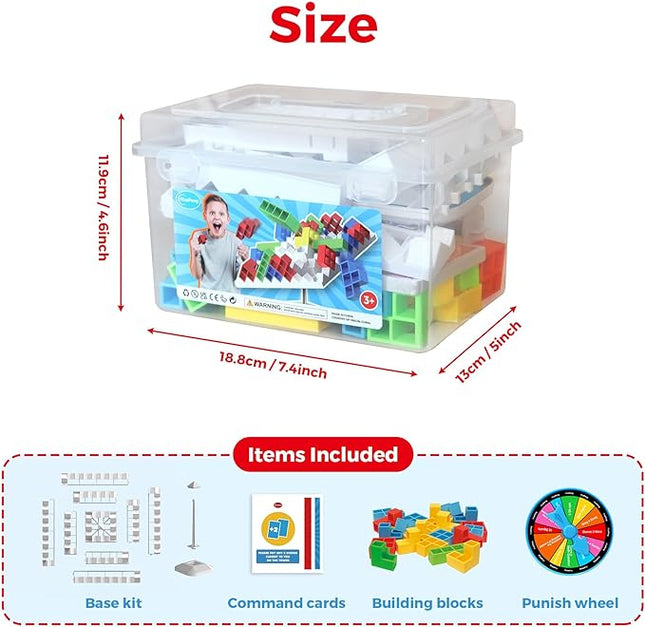 Tower Building Balance Board Game, Stacking Game for Family, 360° Drop Tower Swing Stacking Desktop Game for Teens & Adults, Parties Fun Games