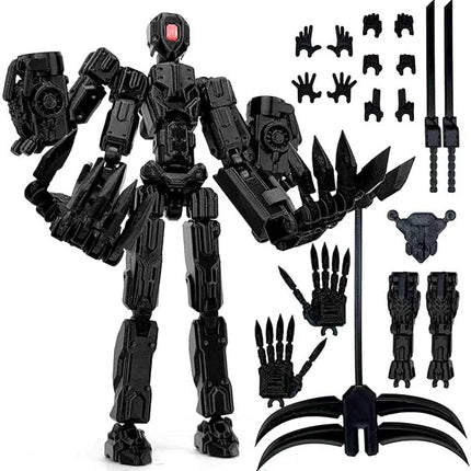 8Inch T13 Action Figure Assembly Completed, T13 Multi-Jointed Movable Robot Action Figure Set,Collectors Desktop Decorations for Game Lovers Toys (Black)