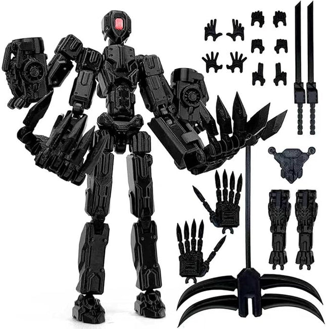 8Inch T13 Action Figure Assembly Completed, T13 Multi-Jointed Movable Robot Action Figure Set,Collectors Desktop Decorations for Game Lovers Toys (Black)