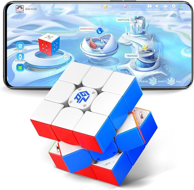 GAN 12 ui SP, Smart Speed Cube 3x3 Magnetic Bluetooth Connected Electronic Speedcube with GAN PowerPod for Kids Online Competition Timer Tracking Movement Steps, Standard Charging Case Version