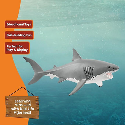 Schleich Wild Life Realistic Great White Shark Figurine - Durable and Educational Ocean Shark Animal Figurine Toy for Play and Imagination for Boys and Girls, Gift for Kids Ages 3+