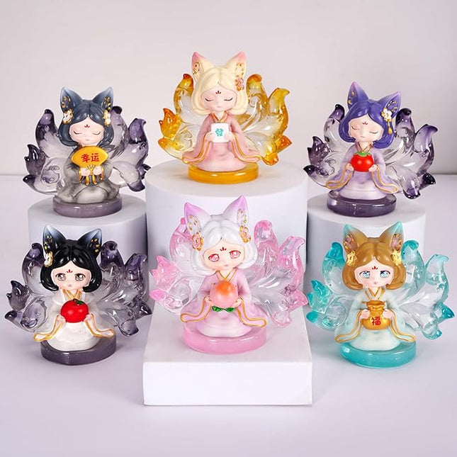 Nine-Tailed Fox Fairy Blind Box Mystery Boxes Random Design Fairy Figurines Collectible Toys Home Office Decor Gifts for Kids Adults