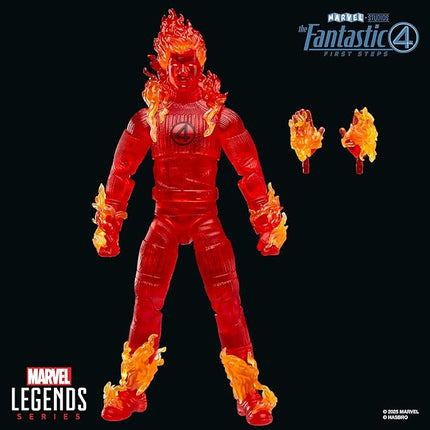 Marvel Legends Series Human Torch, The Fantastic Four: First Steps Johnny Storm Movie Collectible 6 Inch Action Figure Toy