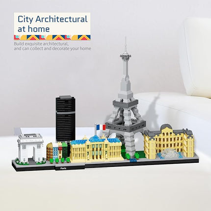 Architecture Paris Micro Building Blocks Set with Eiffel Tower and The Louvre Skyline Series Adult and Assembly World Famous Landmarks Construction Present Kit 3680 pcs