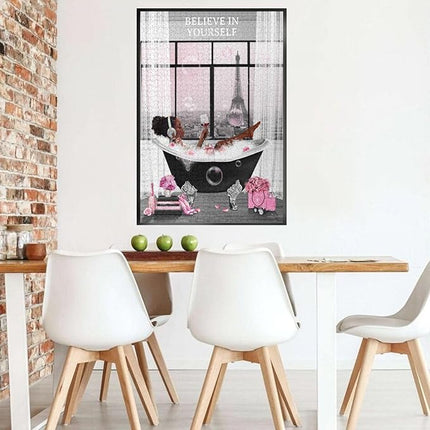 African American Jigsaw Puzzles 1000 Pieces for Adults, Bath Time Drinking Scene, Black Woman Wooden Puzzle for Stress Relief, Challenging Brain Teaser & Home Decor