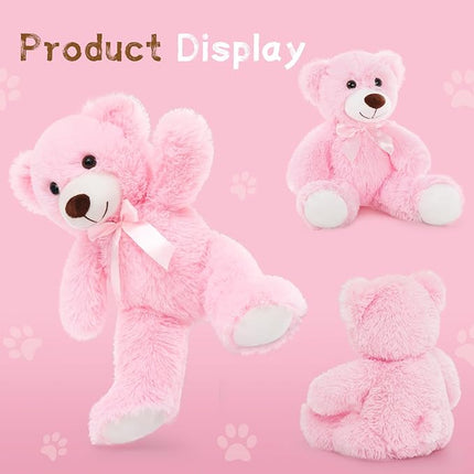 MaoGoLan 10Pcs Bulk Teddy Bears Stuffed Animals Baby Shower, Soft Small Stuffed Bears in Bulk, 13.5" Cuddly Mini Teddy Centerpiece,Wedding,Party,Engagement,Pink