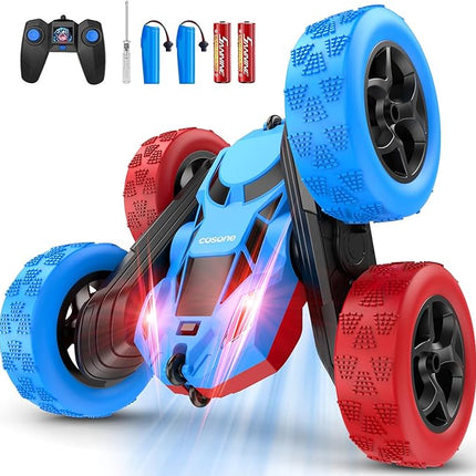 cosone Remote Control Car RC Cars for Kids Toys Rechargeable 360° Rotating 2.4Ghz RC Stunt Car for Kids Birthday Gift for 6 Years Old Boys Toys 6 7 8 9 10 Years Old Boy Gift Ideas (Blue&Red)