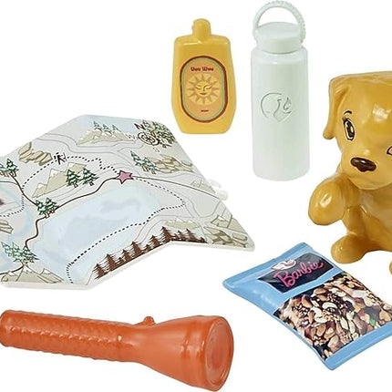 Barbie Hiking Doll Set, Brunette with Puppy & 9 Accessories Including Backpack Pet Carrier, Map, Camera & More