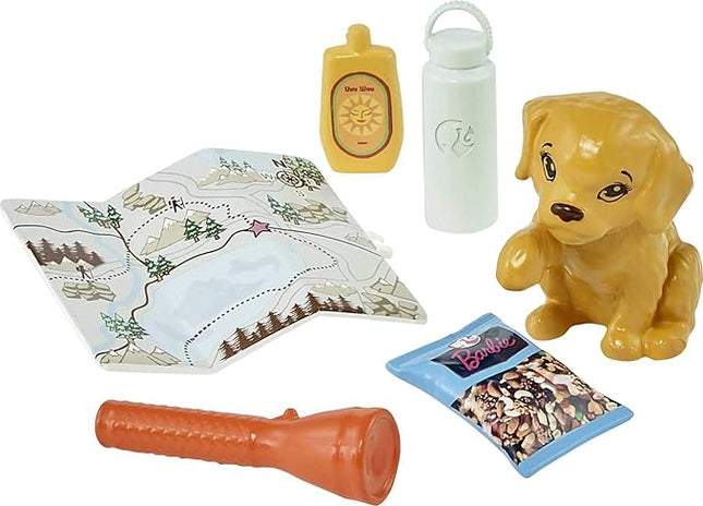 Barbie Hiking Doll Set, Brunette with Puppy & 9 Accessories Including Backpack Pet Carrier, Map, Camera & More