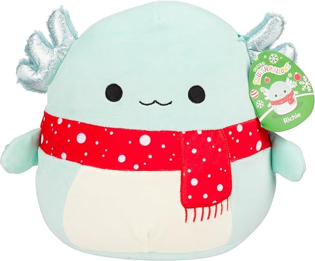 Squishmallows Original 10-Inch Richie The Christmas Axolotl - Official Jazwares Holiday Plush- Collectible Soft & Squishy Stuffed Animal Toy- Limited Edition 2025 Gift for Kids, Girls & Boys