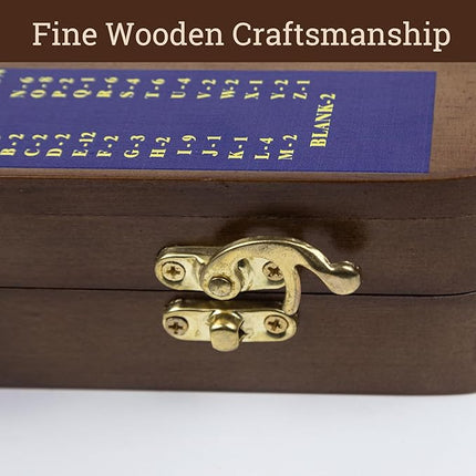 Wooden Folding Crossword Board Game – Word Game Set with 100 Letter Tiles, Sand Timer, Pencil, Racks & Bag – Portable Wooden Game for Adults & Family