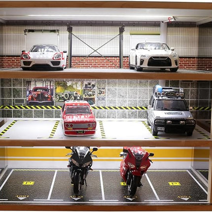 1:24 Scale diecast Car Model Display Case 3 Tiers,with LED Light and Acrylic Dust Cover Toys Car Model Display Stand,Hot Diecast Wheels Wood Storage Cabinet Display Stand