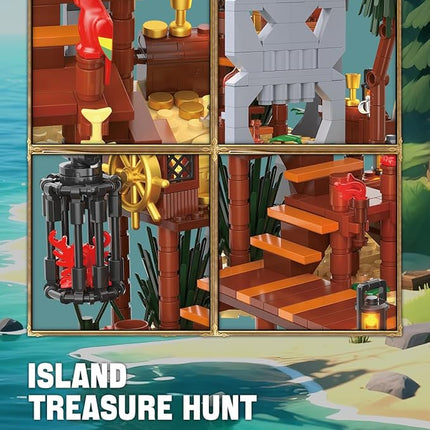 dOvOb Pirate Ship House Mini Blocks Building Set - 726PCS Construction STEM Collection Display Set for Adults and Teen