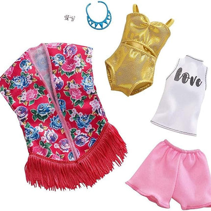 Barbie Clothes - 2 Outfits Doll Include a Golden Metallic Swimsuit, Gift for 3 to 8 Year Olds