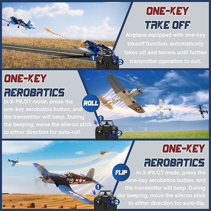 LEAMBE Brushless 4 Channel RC Plane F4U Corsair 500mm Remote Control Airplane Fighter RTF with 6-Axis Gyro, 3 Modes & Aerobatics for Beginners & Adults