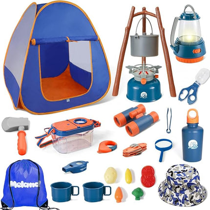 Meland Kids Camping Set with Tent - Camping Gear Toy with Pretend Play Outdoor Toy for Toddlers Birthday Gift