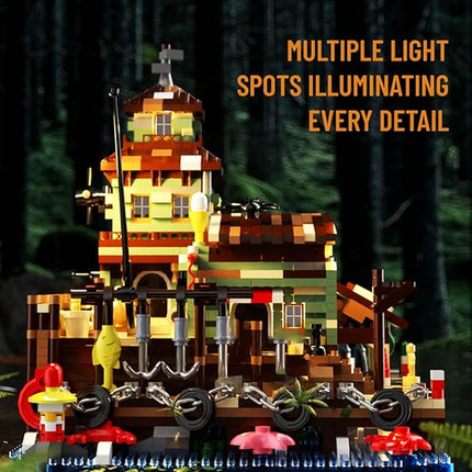 Wooden Fishing Lighthouse House Building Blocks,Village Store Mini Building Blocks Set, Construction Model for Adults Teens Kids Boys Girls 14+