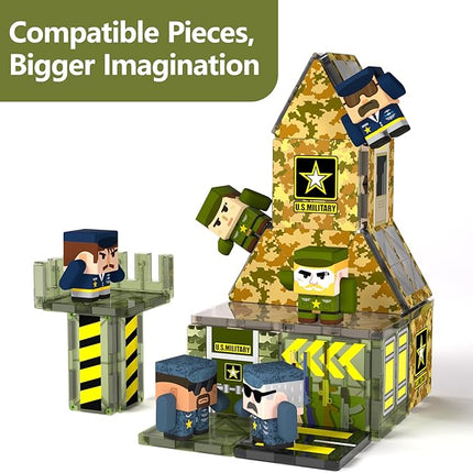 GobiDex Magnetic Army Men Action Figures, Military Toy Soldiers Expansion Pack, Compatible with Magnetic Building Blocks, STEM Army Toys for Boys Girls, Fun Toddler Kids Gifts Ages 3+