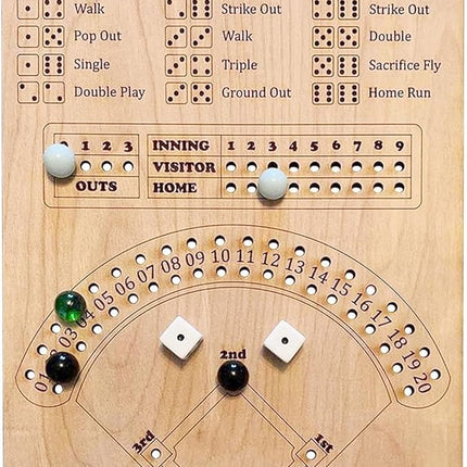 Baseball Dice Board Game for Kids Adults Gift Wooden Fun Baseball Board Game with dice for Game Nights, Parties,Holiday Gatherings