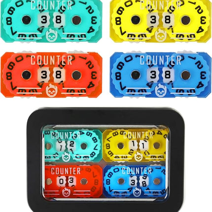 4Pcs MTG Life Counter Twin Digits with Metal Box, Health Tracker Life Counter for MTG Magic Card Games Accessories, Compatible with Magic The gatering Tabletop RPG D&D CCG TCG Board Games