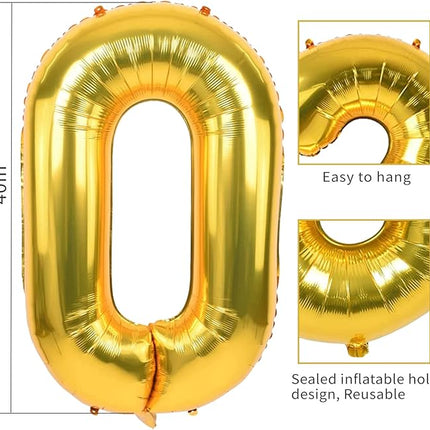Smlpuame 40 inch Number Balloon 0-9 Gold Large Number 25 Balloons,Digital Balloons for Birthday Party Celebration Decorations Supplies, Helium Foil Number Balloons for Wedding Anniversary