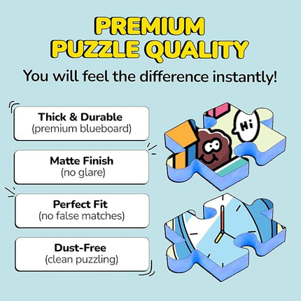 Odd Pieces Jigsaw Puzzles 1000 Pieces - Magic Mystery Story Secret Ending Puzzle - Perfect Game Night for Adults & Kids - Cartoon City Building Theme Sci-Fi (Turbo 3000)