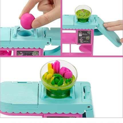 Barbie Florist Doll & Playset, Flower-Making Station with Molds, 3 Dough Colors & Accessories, Brunette Fashion Doll