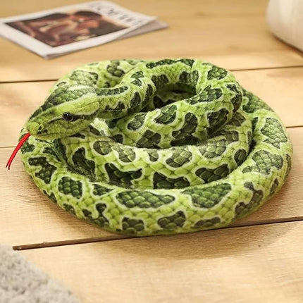 FRANKIEZHOU Realistic Snake Stuffed Animal-78.74" Green Anaconda Plush Toy,Fake Snake,Soft Lifelike Cute,Funny Toys,Tails Plush,Prank Stuff,Boy Toys,Gifts for Friends,Unique Home Decor