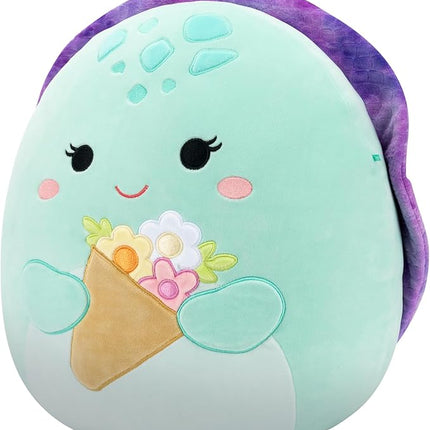 Squishmallows Original 14in Kamya The Mint Leatherback Turtle Holding Bouquet – Official Jazwares Plush (Large)