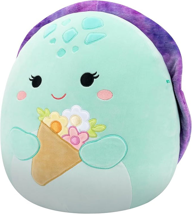 Squishmallows Original 14in Kamya The Mint Leatherback Turtle Holding Bouquet – Official Jazwares Plush (Large)