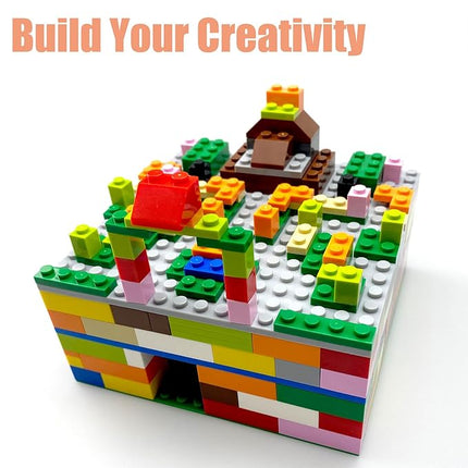 1000 Pieces Building Blocks, Classic Stackable Base Plates, 3 6.3" x 6.3" Blue, Gray and Green Base Plates, Compatible with All Major Brands